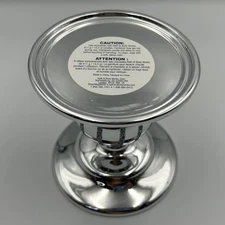 Bath and Body Works Silver Christmas Ornament 3 Wick Candle Holder Pedestal [A]