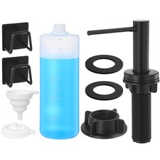 Soap Dispenser for Kitchen Sink, 17 oz, 2 Sponge Rack, Matte Black