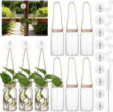 9 Sets Window Hanging Propagation Stations 3.54'' Plastic Propagation Vases with