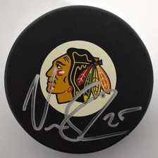 Viktor Stalberg Signed Chicago Blackhawks Logo Hockey Puck Autograph Signature