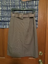 Linda Allard Ellen Tracy Women's 100% Wool Pencil Skirt Brown Preowned Size 12