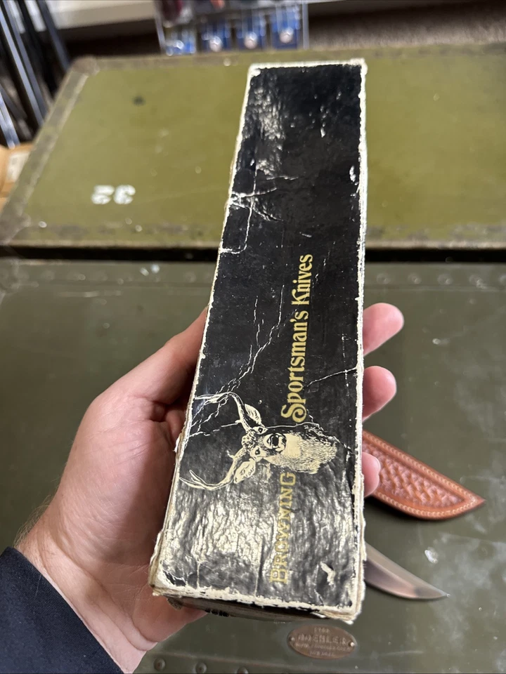 VINTAGE BROWNING USA 5518 SPORTSMAN'S KNIFE W/ORIGINAL LEATHER SHEATH & BOX. - Image 2 of 4