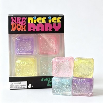 Needoh Nice Ice Baby  4 Pack Mini glitters  Cubes Squishy Stress Fidget Toy