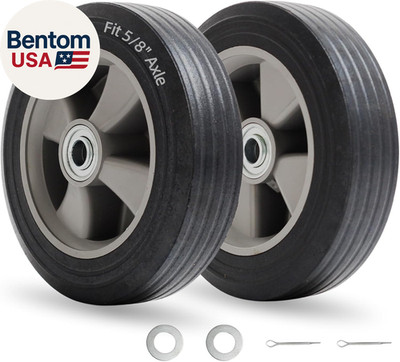8'' X 2'' Flat-Free Solid Rubber Tire and Wheel with Ball Bearings and 5/8'' Axle B