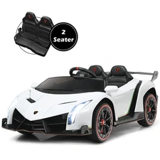 12V 2-Seater Licensed Lamborghini Kids Ride On Car w/ RC & Swing Function White
