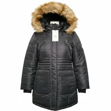 Damen Winterjacke Parka Steppmantel Kapuze schwarz Alpenblitz Gr. 38–48 (754)