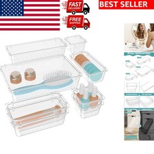 8-Piece Clear Plastic Drawer Organizer Set for Multi-Purpose Storage
