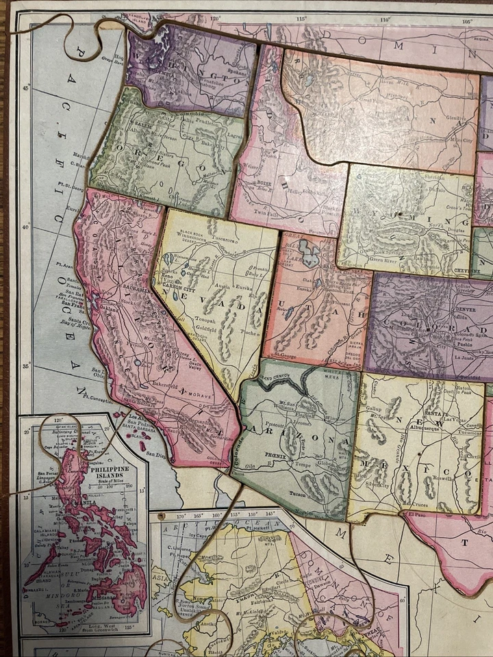 Винтаж 1915 Parker Brothers США Карта головоломки, 99% полный w/плохое состояние коробки - Изображение 2 из 4