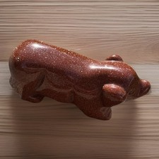 FIGURA de piedra preciosa brillante de piedra preciosa de cerdo de piedra dorada naranja tallada a mano