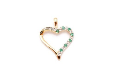 Ross Simons Smaragd Diamant Herz Anhänger vergoldet Sterlingsilber 925