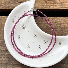 Natural 2-3MM A Ruby Faceted Round Gemstone Beads Confidence Long Necklace 32''