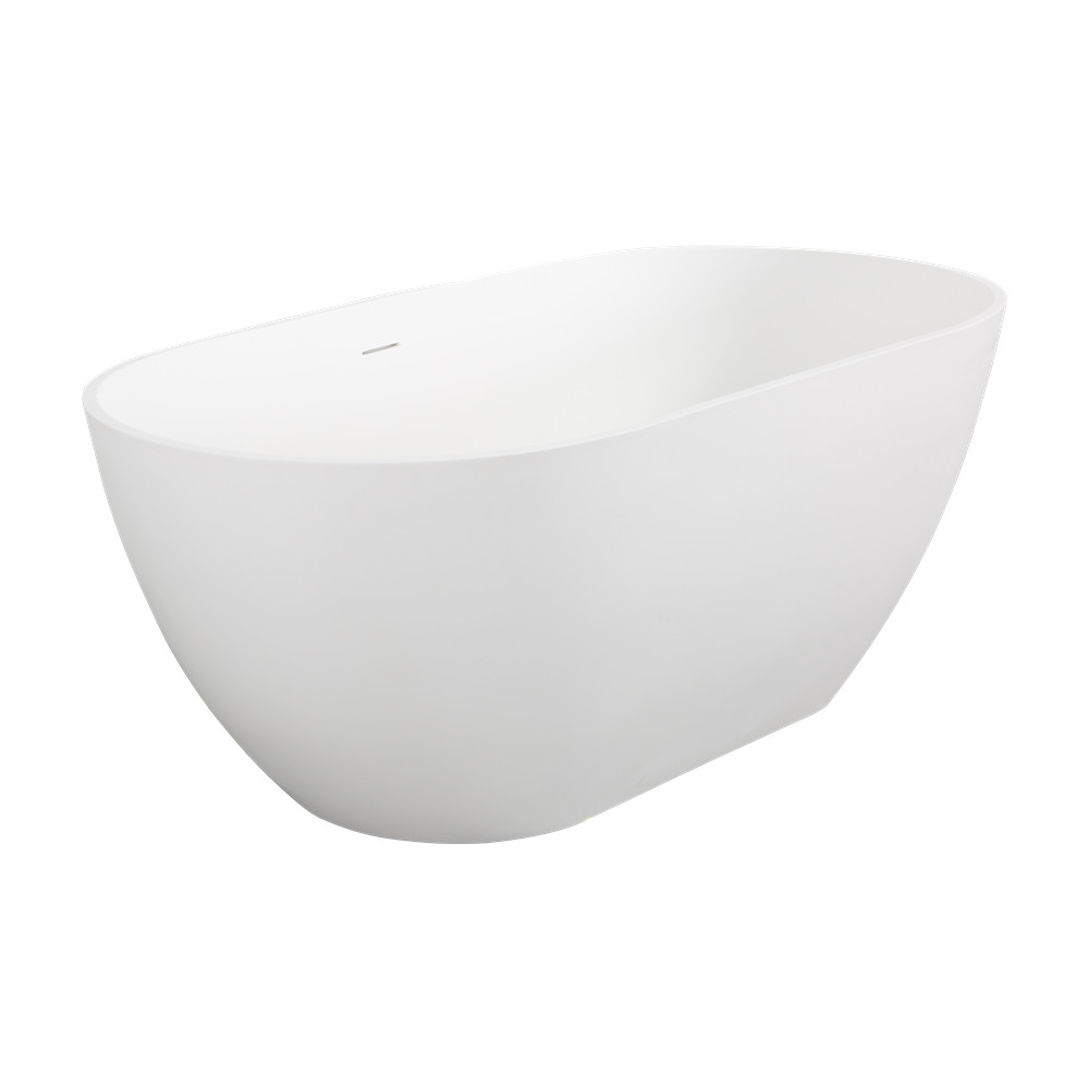 63" Freestanding Stone Resin Bathtub,Stand Soaking Tub w/ Overflow, Pop-up Drain