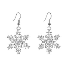 Snowflake Earring for Women Austrian Crystal Winter Party Flower Snowflakes P