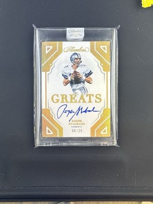 2023 Panini Flawless Roger Staubach Greats Gold On-Card Auto /25 Cowboys HOF