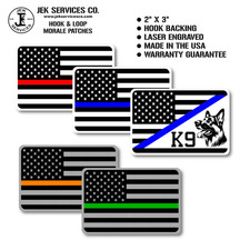 Thin Line American Flag Morale Patch, Composite Engraved, 2" X 3", Hook Loop