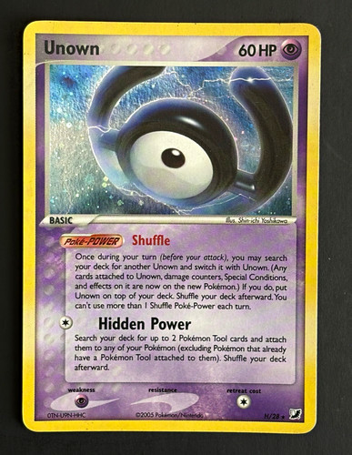 Unown H H/28 Holo Rare EX Unseen Forces 2005 Pokemon Card Vintage