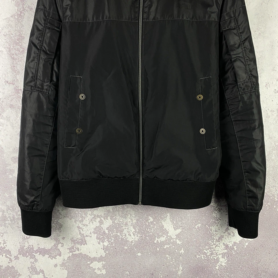 Vintage Raw G-Star Men’s Bomber Jacket Black Moto Style Long Sleeve Size M - Image 3 of 4