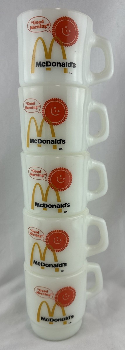 5 Vtg Fire King McDonalds Mugs Good Morning Coffee Cup Anchor