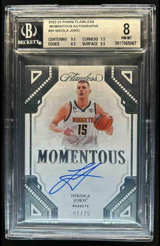 2022-23 Panini Flawless Nikola Jokic Momentous Auto #1/25 Nuggets BGS 8