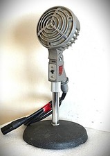 Rare, unusual 1950's PHILIPS EL6030 Dynamic Microphone, working, with desk stand