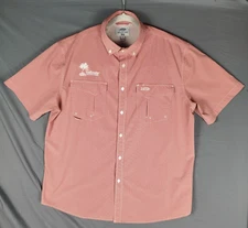 AFTCO Fishing Shirt Red Plaid Men's XL Long Sleeve Button Up Lightweight Hiking