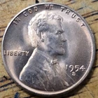 1954 S Lincoln Wheat One Cent 1c Coin Red BU #AB931