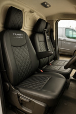 FORD TRANSIT CUSTOM (2013-2023) TAILORED LEATHERETTE FRONT SEAT COVERS BLACK