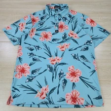 Men's M Bad Birdie Floral Geometric Pattern Performance Tennis Golf Polo Shirt