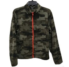 Eddie Bauer Boys L 14/16 Camo Full Zip Fleece Jacket Contrast Trim Pockets