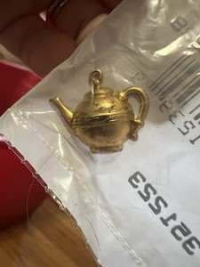 Vintage Solid Brass Teapot Charm for Jewelry Making New NOS USA Made