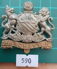 Original Cap Badge:590) WW1 Manchester Reg Bi-Metal