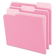 Pendaflex Pink File Folders Letter Size 100 Box Durable 11pt 3 Tab Positions