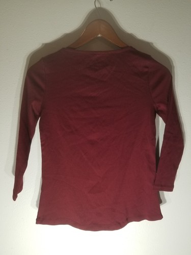 Charter Club 100% Pima Cotton 3/4 Sleeve Top Size PP Petite NWT Cranberry Red - Afbeelding 9 van 9
