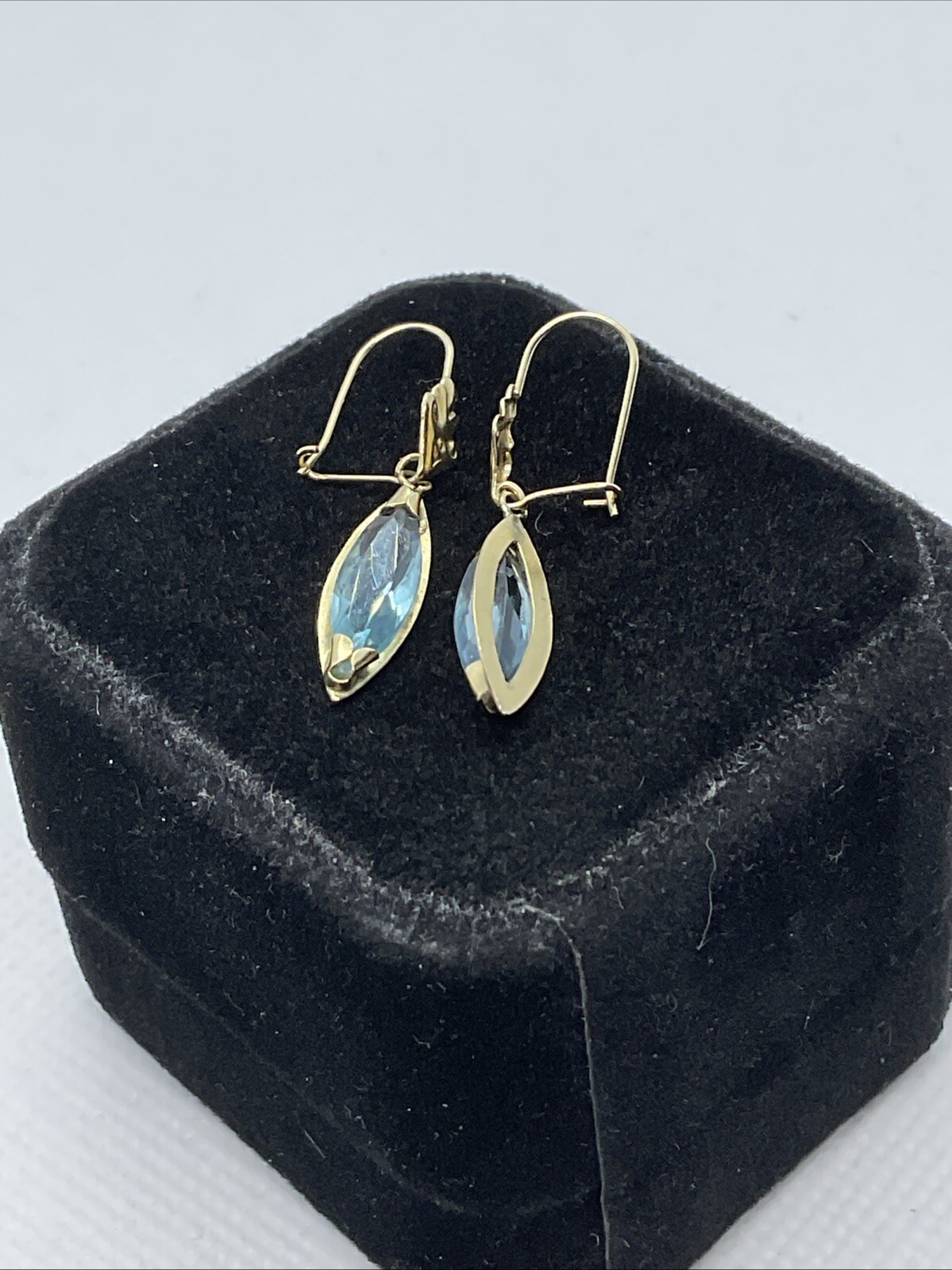 CUTE Solid 14K Yellow Gold Blue Simulated Stone D… - image 13