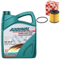 MotoröL Set 5W-40 Addinol 5 Liter + ÖLfilter 32103 FüR Citroen Mini Peugeot 2.0
