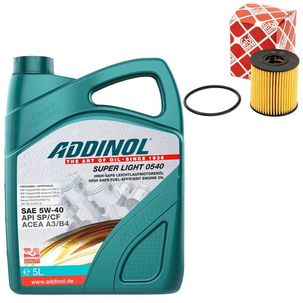 MotoröL Set 5W-40 Addinol 5 Liter + ÖLfilter 32103 FüR Citroen Mini Peugeot 2.0-image