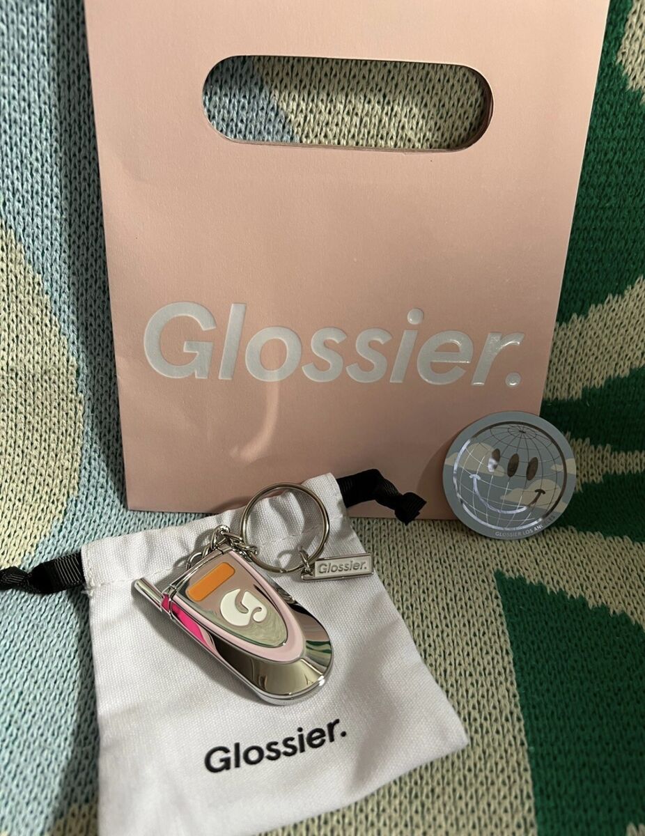 NEW Glossier LA Flip Phone Cell Mirror Keychain