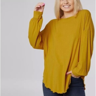 Free People Shimmy Shake Top Size Small Untamed Gold Long Sleeve Open Back