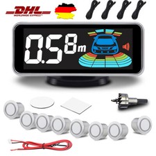 LCD Einparkhilfe + 8 Silber Sensoren zum Nachrüsten Parkhilfe Rückfahrwarner PDC