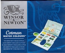 Winsor & Newton Cotman Watercolour Compact Set 14 half pans NEW GENUINE