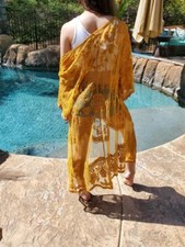 Maya Antonia Stunning White/Black Lace-Sheer Kimono/Duster, Boho/Romantic/Beach