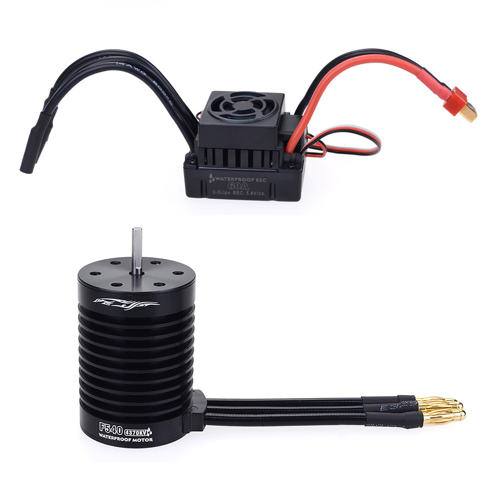 Waterproof Aluminum F540 4370KV Motor With 60A ESC Combo Set for 1/10 RC Car