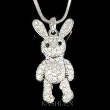 Niedliche Bewegliche Mädchen Hase Aus Swarovski Kristall Osterhase Halskette