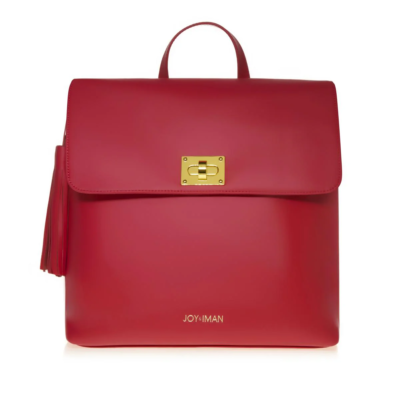JOY & IMAN Tassel Chic Leather Backpack with RFID, Raspberry 
