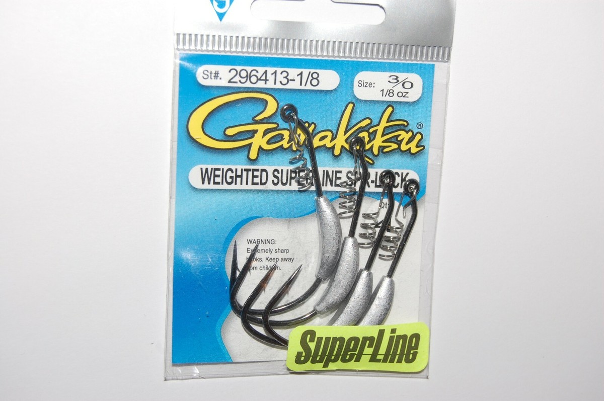 GU - ☻ gamakatsu superline spring lock 3/0 weighted hook 296413-1/8