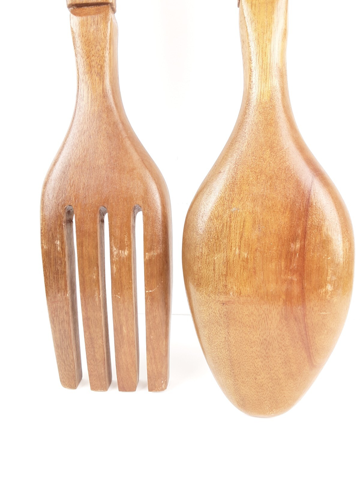Vintage Large Wooden Fork And Spoon Wall Hanging Carved Tiki 28" eBay