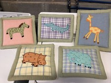 Kidsline Set of 5 Wall Hangings Wild Animals Fabric Applique Baby Nursery