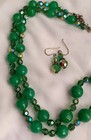 Emerald Green AB CRYSTAL Jadeite Bead 30" Necklace MATCHING EARRINGS Sterling  — photo 6