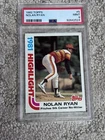 PSA 9 MINT BASEBALL CARD 1982 TOPPS NOLAN RYAN HIGHLIGHT ASTROS NO HITTER HOF