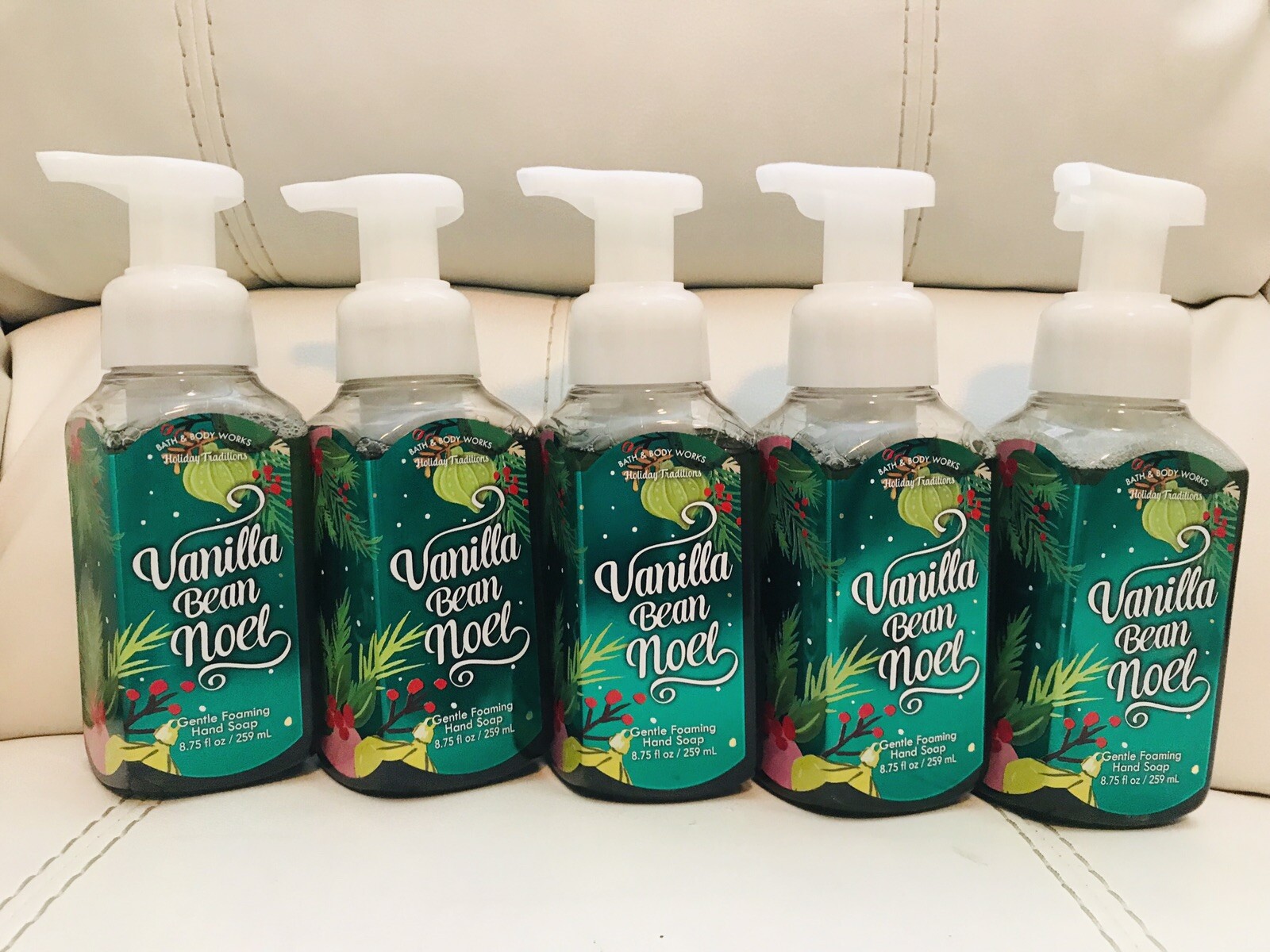 5 New Bath Body Works Vanilla Bean Noel 🌲Gentle Foaming Hand Soap Hand